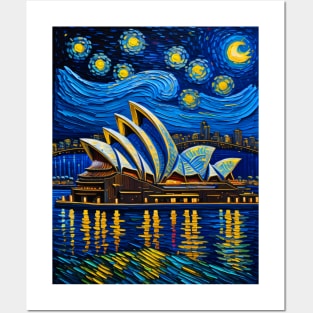 Sydney Opera House in Starry Night Posters and Art